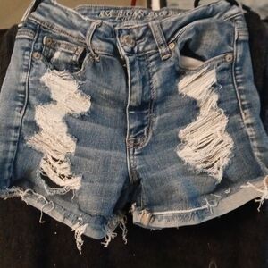 American Eagle Outfitters Ripped Blue Denim Jean Shorts